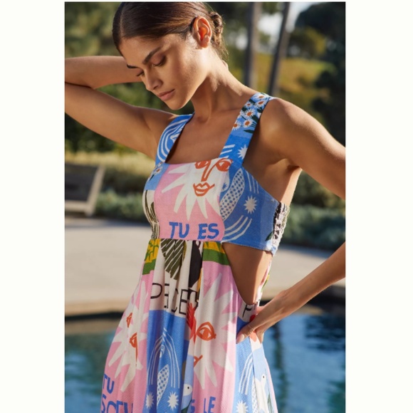 NWT ANTHROPOLOGIE Anisa Makhoul The Piper Bandeau Cutout Maxi Dress SIZE MP - Picture 3 of 5